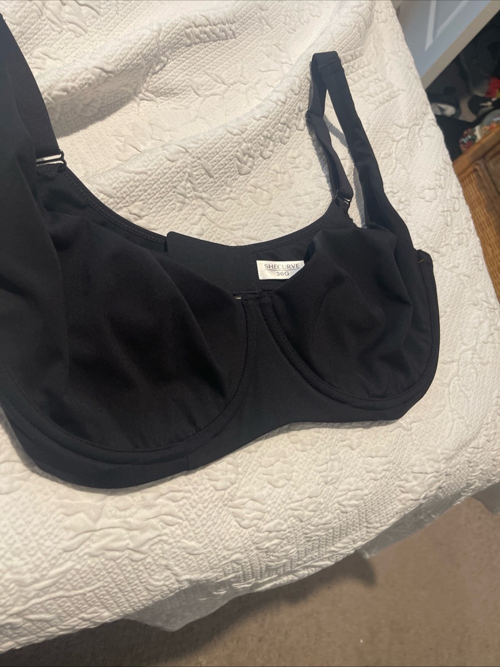 Black Underwire Full-Coverage Bra SheCurve 36G Back Closure